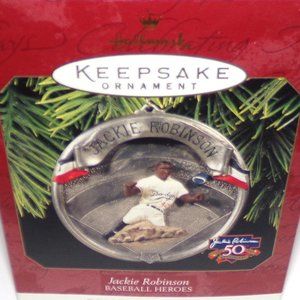 HALLMARK KEEPSAKE ORNAMENT "JACKIE ROBINSON" BASEBALL HERO! THE HALL OF FAMER!